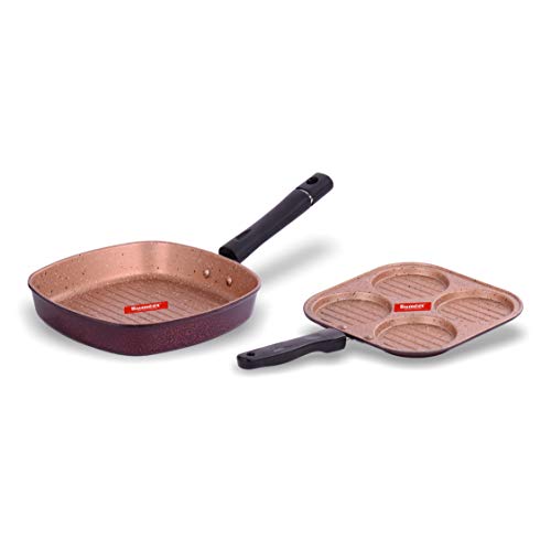 Sumeet Nonstick Granite Finish Mirage Cookware Set (Mini Multi Snack Maker - 4 Cavity - 19.5cm Dia + Grill Pan 22cm Dia)