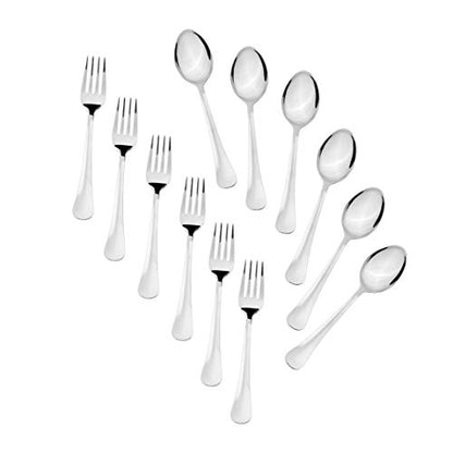 Sumeet Stainless Steel Premium Quality Spoon and Fork Set of 12 Pc (Baby/Medium Spoon 6 Pc (16cm L), Baby/Medium Fork 6 Pc (15.5cm L))– (1.6mm Thick)