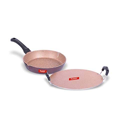 Sumeet Nonstick Granite Finish Unique Cookware Set (Saral Tawa 30.5cm Dia + Round Grill Pan 25.5cm Dia)