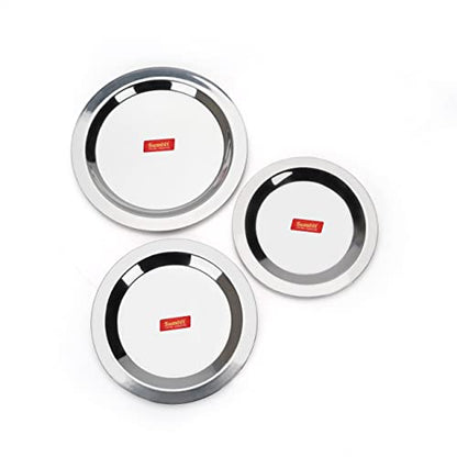 Sumeet Stainless Steel Heavy Gauge Ciba/Lids/Tope/Cheeba Cover Set of 3 Pcs (Small Size 12.3cm, 13.8cm, 15.5cm)