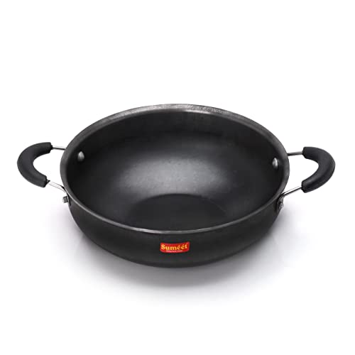 Sumeet Pre Seasoned Iron Kadai 2.5mm Thick (Double Side Handle) 25.2 cm, 3 LTR