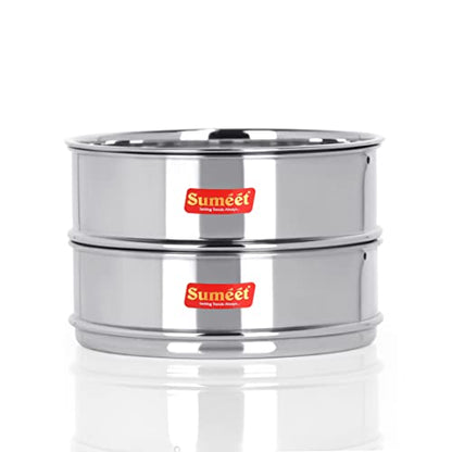 Sumeet Stainless Steel Flat Stackable Container/Separator with Lid Suitable for 2 LTR Inner & Outer Lid Cooker