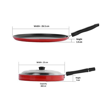 Sumeet 2.6mm Thick Non-Stick Redwood Cookware Set (Dosa Tawa – 26.5cm Dia + Pizza Pan – 23cm Dia)