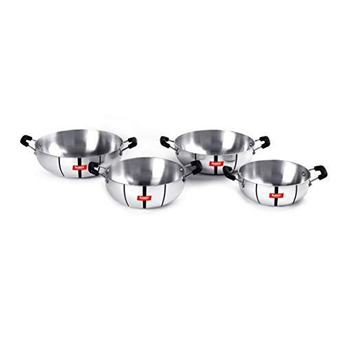 Sumeet 3mm Induction Bottom Aluminium Kadai Set of 4Pcs (1.8Ltr, 2.3Ltr, 2.8Ltr, 3.6Ltr)