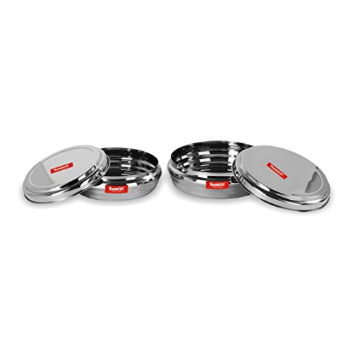 Sumeet Stainless Steel Ring Shape Flat Canisters Set of 2 Pc (Capacity - 2Ltr, 2.5Ltr)