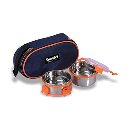 Sumeet Smart Tiffin with 2 Airtight & Leak Proof Stainless Steel OMG Containers + Insulated Pouch