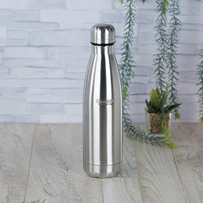 Sumeet Stainless Steel Double Walled Flask / Water Bottle, 24 Hours Hot and Cold, 500 ml, Silver