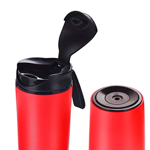 Sumeet ABS + Stainless Steel Spill Free Magical Water Bottle with Vcaccume Grip Mechanism - 500 Ml (Red Colour)