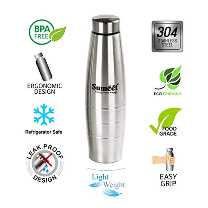 Sumeet Ovatus Stainless Steel Leak-Proof Water Bottle / Fridge Bottle - 1000ML