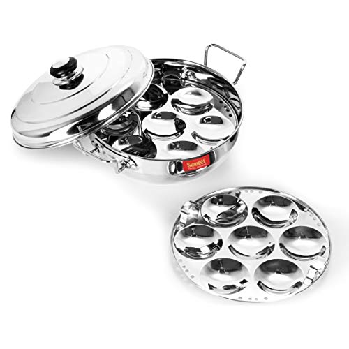 Sumeet Stainless Steel Induction Bottom (Encapsulated Bottom) Induction & Gas Stove Friendly Multi Utility Kadhai Set with Lid and 5 Plates