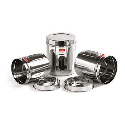 Sumeet Stainless Steel See Through Vertical Canisters/Ubha Dabba/Storage Containers Set of 3Pcs (1 Ltr, 1.450Ltr, 1.9Ltr)