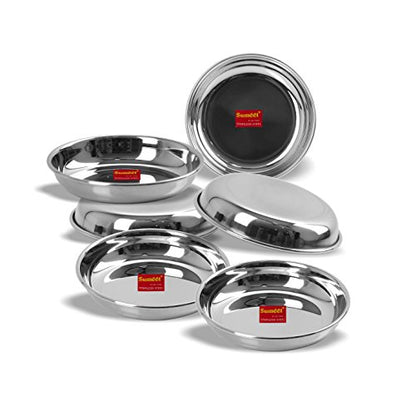 Sumeet Stainless Steel Heavy Gauge Small Halwa Plates with Mirror Finish