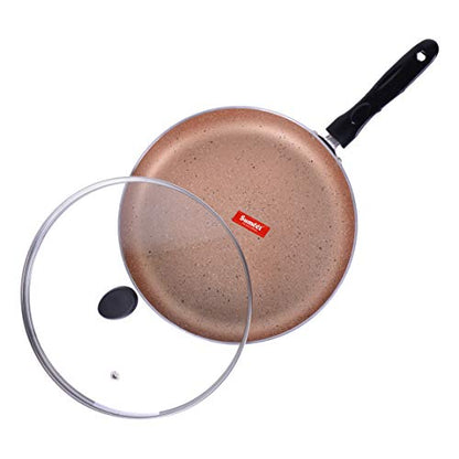 Sumeet Nonstick Granite Finish Fry Pan with Tempered Glass Lid -1.8 LTR Capacity - 24cm Dia