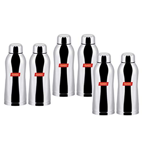 Sumeet Stainless Steel Airtight and Leak Proof Fridge Delux Water Bottle 750Ml, Set