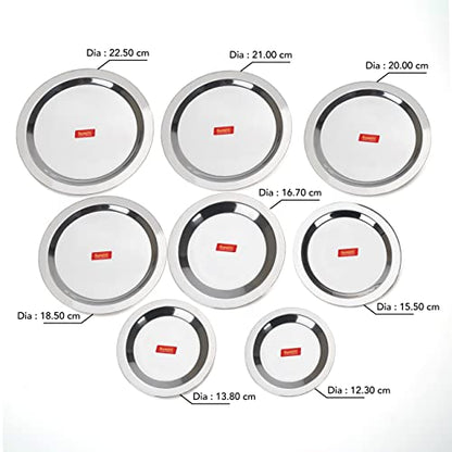 Sumeet Stainless Steel Heavy Gauge Ciba/Lids/Tope/Cheeba Cover Set of 8 Pcs (12.3cm, 13.8cm, 15.5cm, 16.7cm, 18.5cm, 20cm, 21cm, 22.5cm)