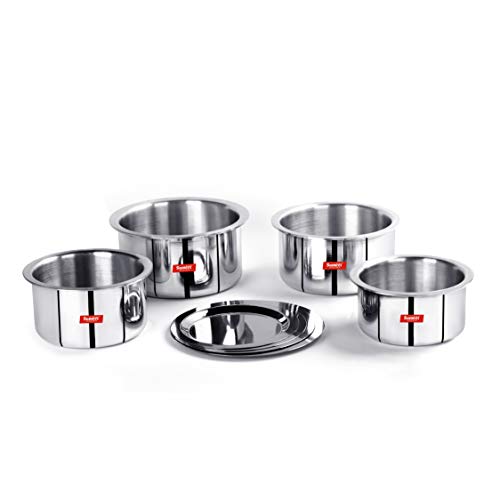 Sumeet 3mm Induction Bottom Aluminium Tope with Stainless Steel Lid - Set of 4 Pcs, (1.5Ltr, 2Ltr, 2.5Ltr, 3Ltr)