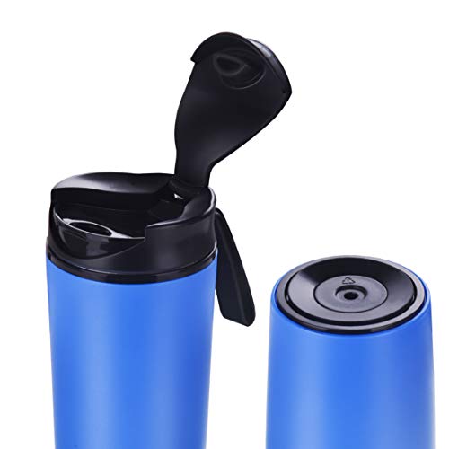 Sumeet ABS + Stainless Steel Spill Free Magical Water Bottle with Vcaccume Grip Mechanism - 500 Ml (Blue Colour)