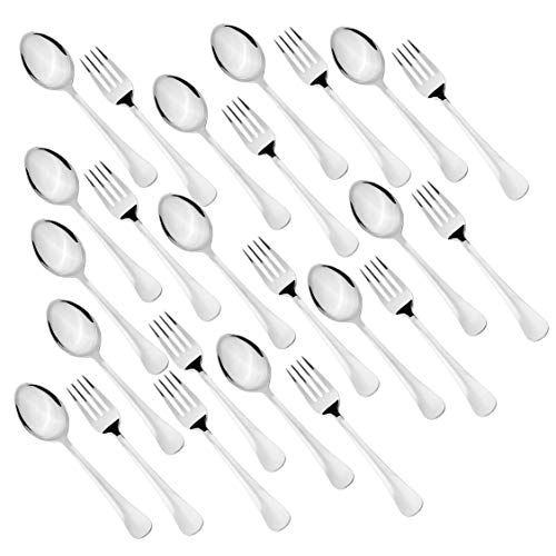 Sumeet Stainless Steel Premium Quality Spoon and Fork Set of 24 Pc (Dessert/Table Spoon 12 Pc (18.5cm L), Dessert/Table Fork 12 Pc (18.2cm L))– (1.6mm Thick)