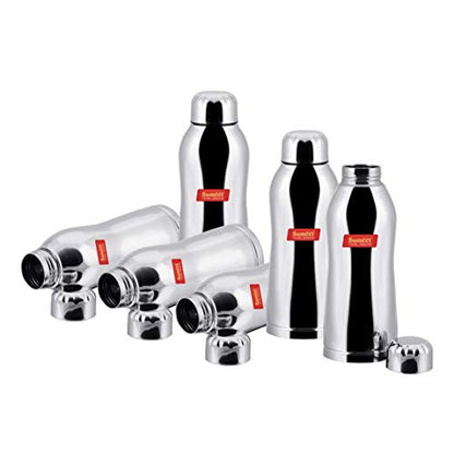 Sumeet Stainless Steel Airtight and Leak Proof Fridge Delux Water Bottle 750Ml, Set