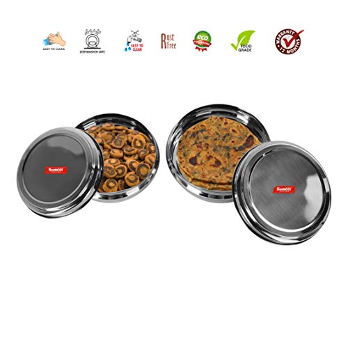 Sumeet Stainless Steel Ring Shape Flat Canisters Set of 2 Pc (Capacity - 2Ltr, 2.5Ltr)