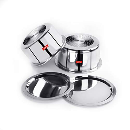 Sumeet 3mm Induction Bottom Aluminium Tope with Stainless Steel Lid - Set of 2 Pcs, (2.5Ltr, 3Ltr)