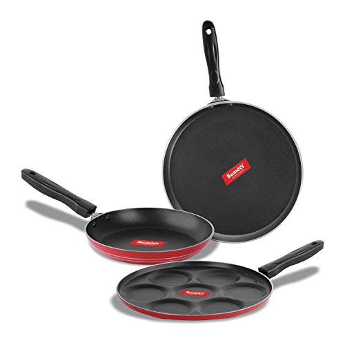 Sumeet 2.6mm Thick Non-Stick Redford Combo Set (Dosa Tawa – 26.5cm Dia + Multi Snack Maker – 26.5cm Dia + Tapper pan – 20cm Dia)