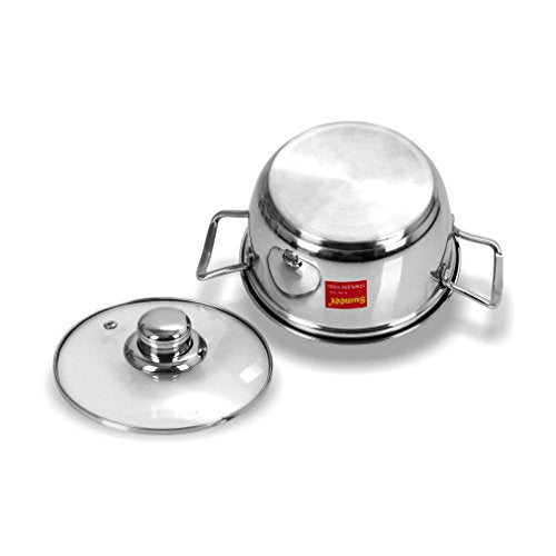 Sumeet Stainless Steel Induction Bottom (Encapsulated Bottom) Induction & Gas Stove Friendly Conical Shape Casserole