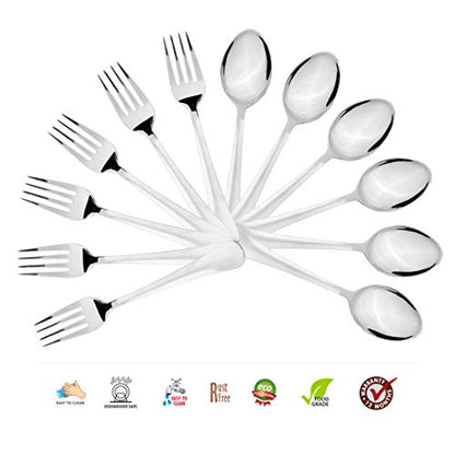 Sumeet Stainless Steel Premium Quality Spoon and Fork Set of 12 Pc (Dessert/Table Spoon 6 Pc (18.5cm L), Dessert/Table Fork 6 Pc (18.2cm L))– (1.6mm Thick)