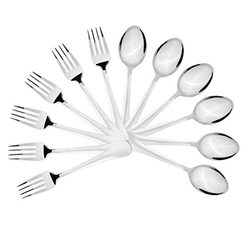 Sumeet Stainless Steel Premium Quality Spoon and Fork Set of 12 Pc (Dessert/Table Spoon 6 Pc (18.5cm L), Dessert/Table Fork 6 Pc (18.2cm L))– (1.6mm Thick)