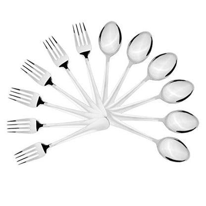 Sumeet Stainless Steel Premium Quality Spoon and Fork Set of 12 Pc (Dessert/Table Spoon 6 Pc (18.5cm L), Dessert/Table Fork 6 Pc (18.2cm L))– (1.6mm Thick)