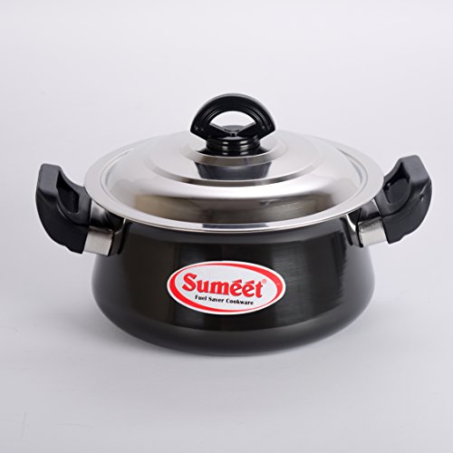 SUMEET 3mm Hard Anodised Multi Purpose Handi with S.S. Lid No. 15 (3.5 LTR)