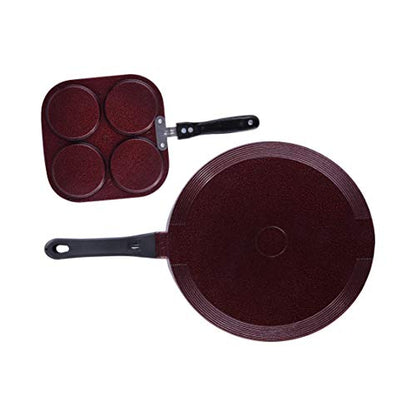 Sumeet Nonstick Granite Finish Enigma Cookware Set (Tawa 30.5cm Dia + Mini Multi Snack Maker - 4 Cavity - 19.5cm Dia)