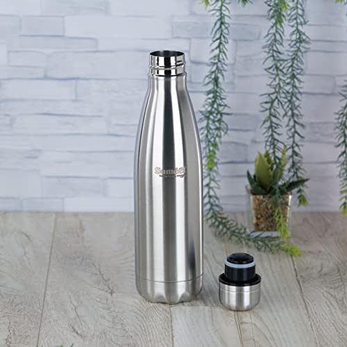 Sumeet Stainless Steel Double Walled Flask / Water Bottle, 24 Hours Hot and Cold, 500 ml, Silver