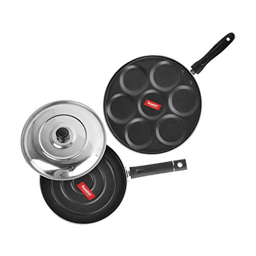 Sumeet 2.6mm Thick Non-Stick Carmine Cookware Set (Multi Snack Maker – 26.5cm Dia + Pizza Pan – 23cm Dia)