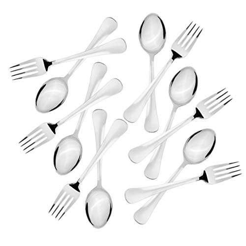 Sumeet Stainless Steel Premium Quality Spoon and Fork Set of 12 Pc (Dessert/Table Spoon 6 Pc (18.5cm L), Dessert/Table Fork 6 Pc (18.2cm L))– (1.6mm Thick)