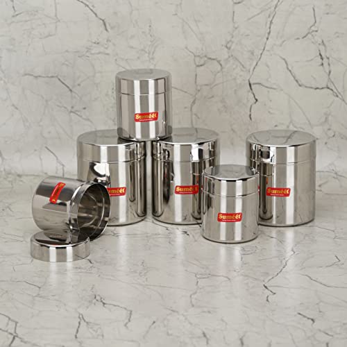 Sumeet Stainless Steel Small Canisters/Jars/Ubha Dabba/Storage Containers Set