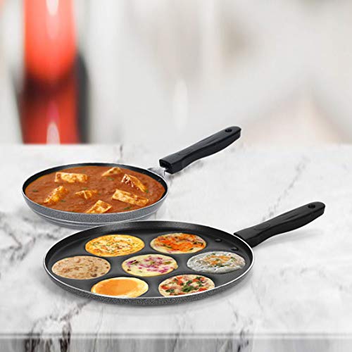 Sumeet NonStick Argint Cookware Set (Tapper pan - 0.6Ltr - 20Cm Dia + Multi Snack Maker - 7 Cavity - 26.5Cm Dia)