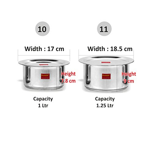 Sumeet Stainless Steel Cookware Set With Lid, 2 Piece