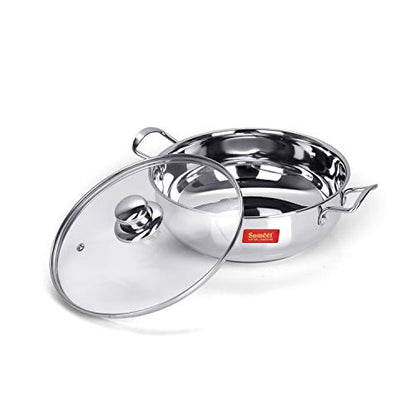 Sumeet Stainless Steel Kadhai With Glass Lid