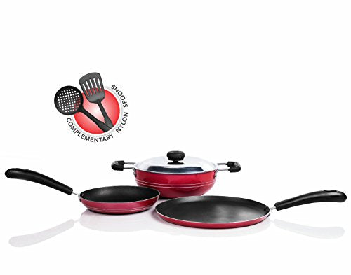 Sumeet Ceramic Non-stick Cookware (2.6 mm, Black, Red) - Set of 6