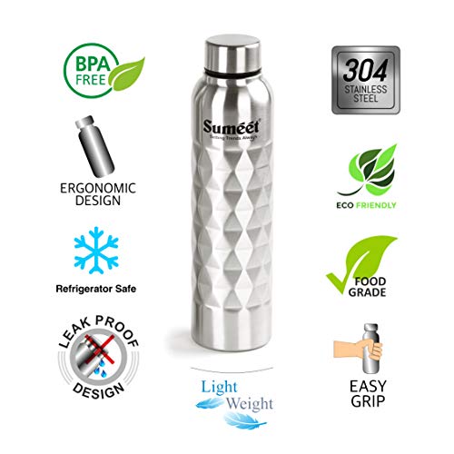 Sumeet Hexa Stainless Steel Leak-Proof Water Bottle / Fridge Bottle - 1000ML