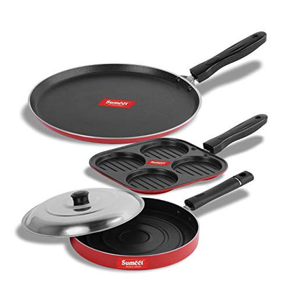 Sumeet 2.6mm Thick Non-Stick Flynn Combo Set (Dosa Tawa – 26.5cm Dia + Mini Multi Snack Maker – 19.5cm Dia + Pizza Pan – 23cm Dia)