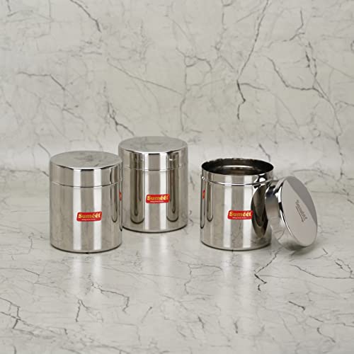 Sumeet Stainless Steel Small Canisters/Jars/Ubha Dabba/Storage Containers Set