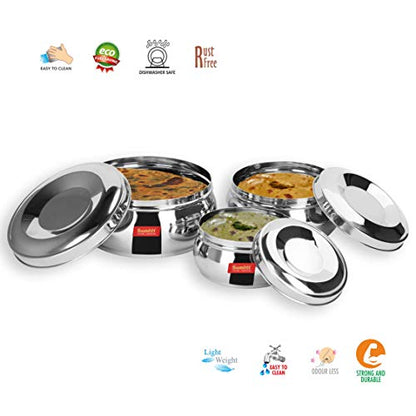 Sumeet Stainless Steel Canisters/storage Containers Set With Lid, 1.1, 1.8, 3 L, 3 Piece (Steel)