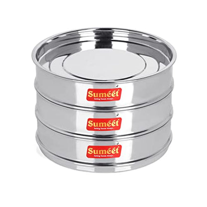 Sumeet Stainless Steel Flat Stackable Container/Separator with Lid Suitable for 5 LTR & 5.5 LTR Inner & Outer Lid Cooker