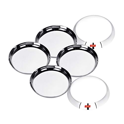 Sumeet Stainless Steel Apple Shape Heavy Gauge Dessert Plates with Mirror Finish -17.8Cm Dia - Set of 6 Pcs