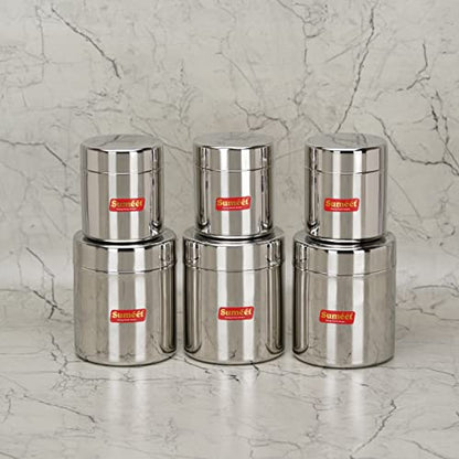 Sumeet Stainless Steel Small Canisters/Jars/Ubha Dabba/Storage Containers Set