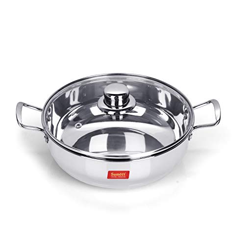 Sumeet Stainless Steel Kadhai With Glass Lid