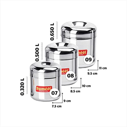 Sumeet Stainless Steel Vertical Utility Canisters/Ubha Dabba