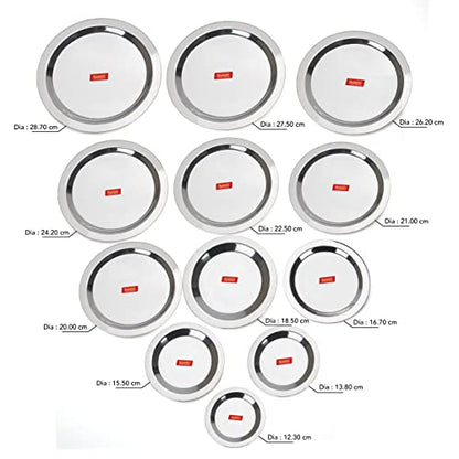 Sumeet Stainless Steel Heavy Gauge Ciba/Lids/Tope/Cheeba Cover Set of 12 Pcs (12.3cm, 13.8cm, 15.5cm, 16.7cm, 18.5cm, 20cm, 21cm, 22.5cm, 24.2cm, 26.2cm, 27.5cm, 28.7cm )